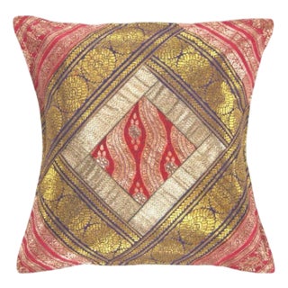 Pasargad DC Vintage Sari Silk Square Pillow Case For Sale
