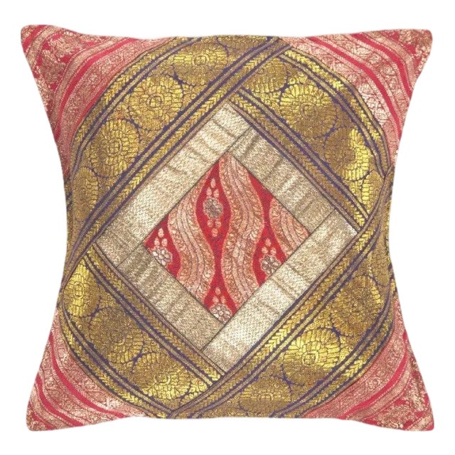 Pasargad DC Vintage Sari Silk Square Pillow Case For Sale