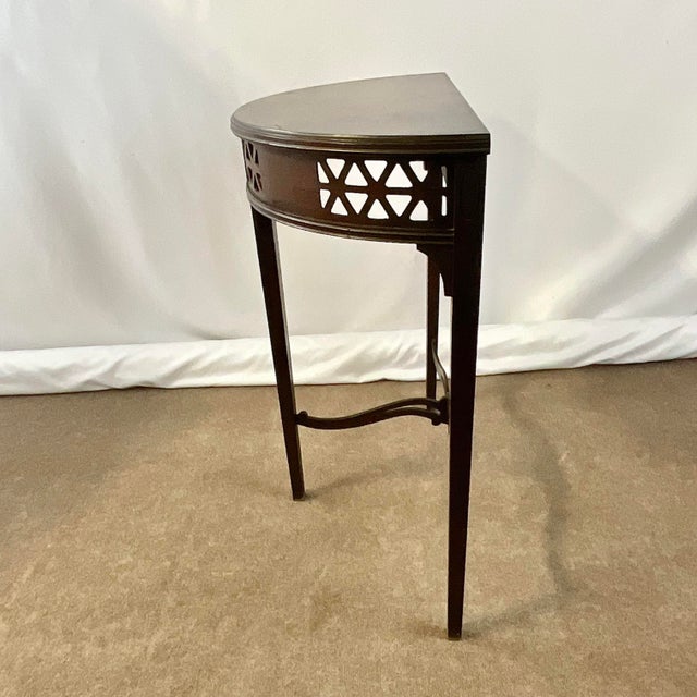Early 1900s Antique Federal Chippendale Demi Lune Half Moon Console Table For Sale - Image 10 of 12