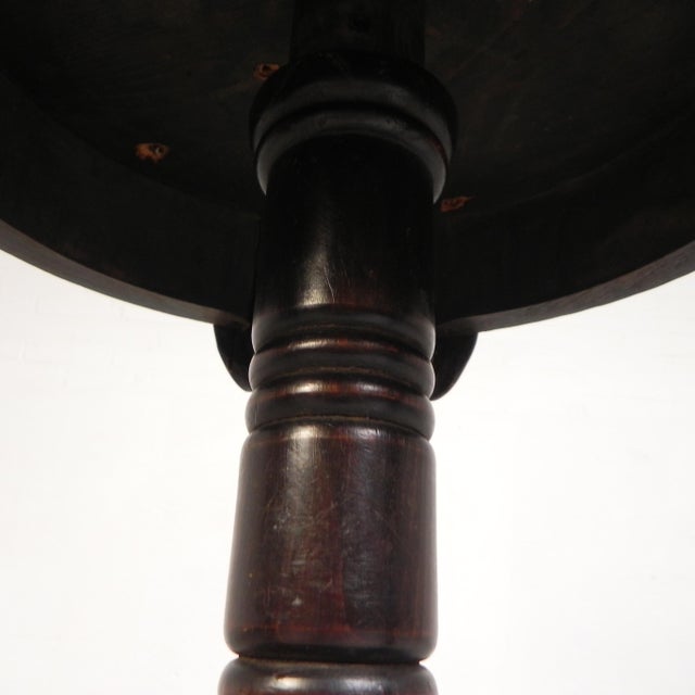 Brown Antique Round Mahogany Side Table with Green Veined Marble Top, 1890s For Sale - Image 8 of 18