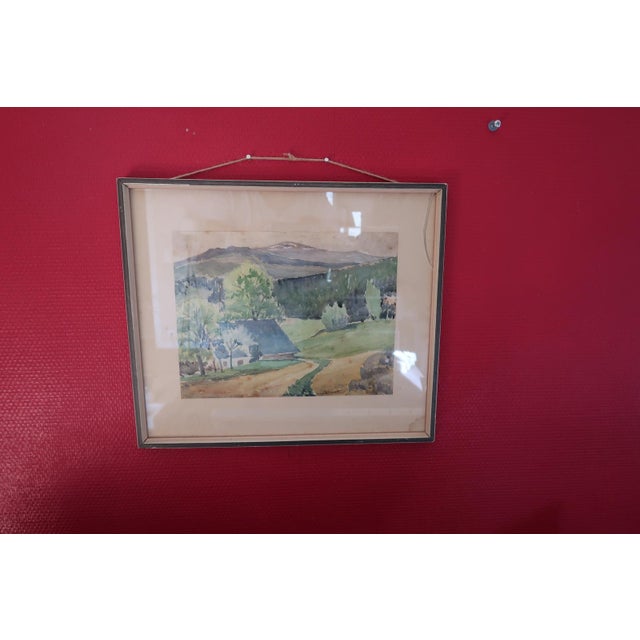 Glass Antique Watercolor Painting Signed Behrendt 1923 - Framed For Sale - Image 7 of 8
