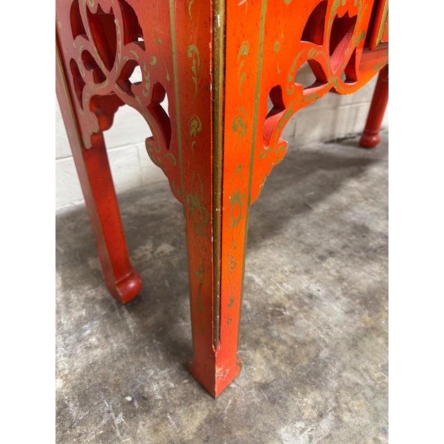 Chippy Hand Painted Chinoiserie Console Desk For Sale - Image 4 of 12
