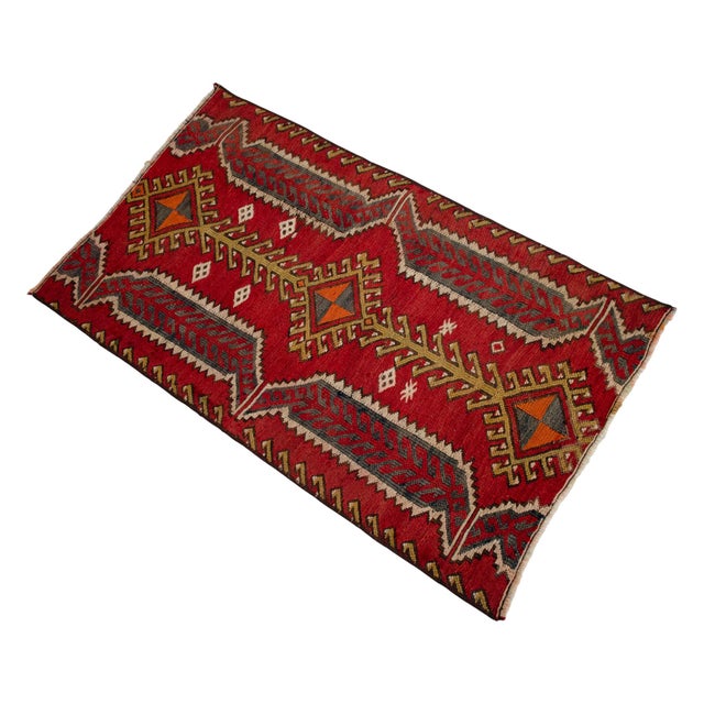 1960s Vintage Sumac Weave Turkish Kilim Rug For Sale - Image 4 of 14