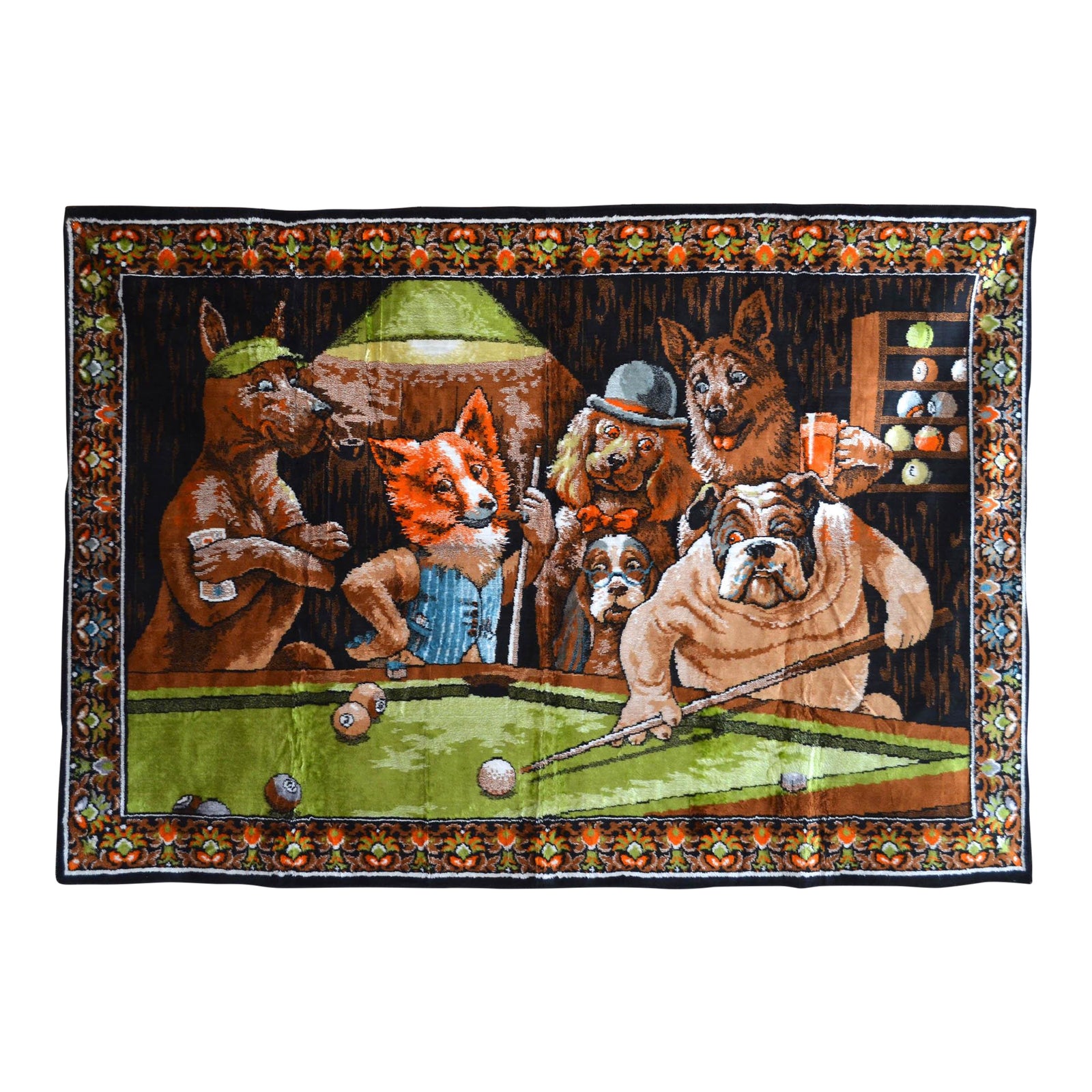 Vintage Dogs Playing Pool Wall Tapestry Wall Rug 48ʺ X 69ʺ Chairish
