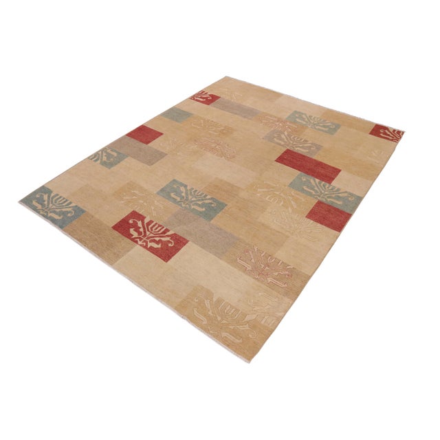 Abstract Boho Chic Gabbeh Tan/Beige Wool Rug - 9'0'' X 11'0'' For Sale - Image 3 of 10