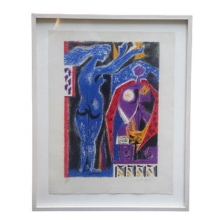 1960s Andre Masson La Couronmeny Au Nu Bleu Print, Framed For Sale