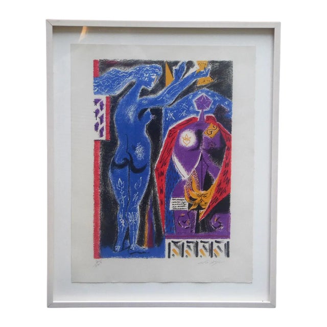 1960s Andre Masson La Couronmeny Au Nu Bleu Print, Framed For Sale