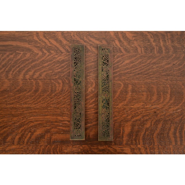 Tiffany Studios New York Grapevine Pattern Bronze Blotter Ends With Leather Desk Blotter For Sale - Image 10 of 13