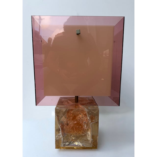 Pair of Lamps Pink Fractal Resin by Selenova, Italy, 1970s For Sale - Image 4 of 14