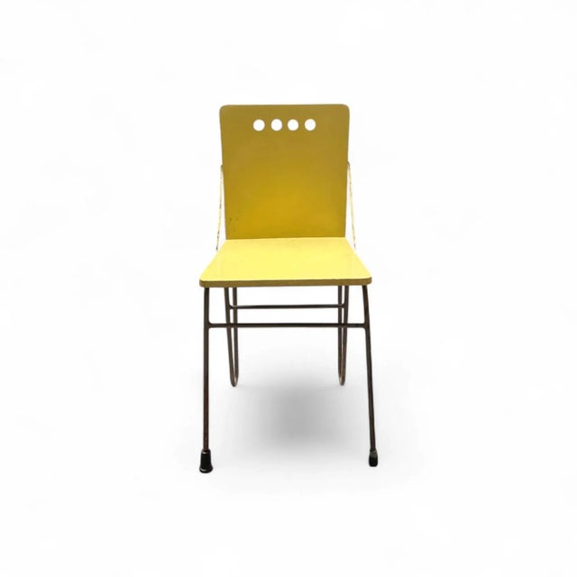 Mid-Century Modern Mid-Century Modern Dutch Yellow Lacquered Plywood and Metal Dining Chair by Gerrit Jr. Rietveld, 1954 For Sale - Image 3 of 18