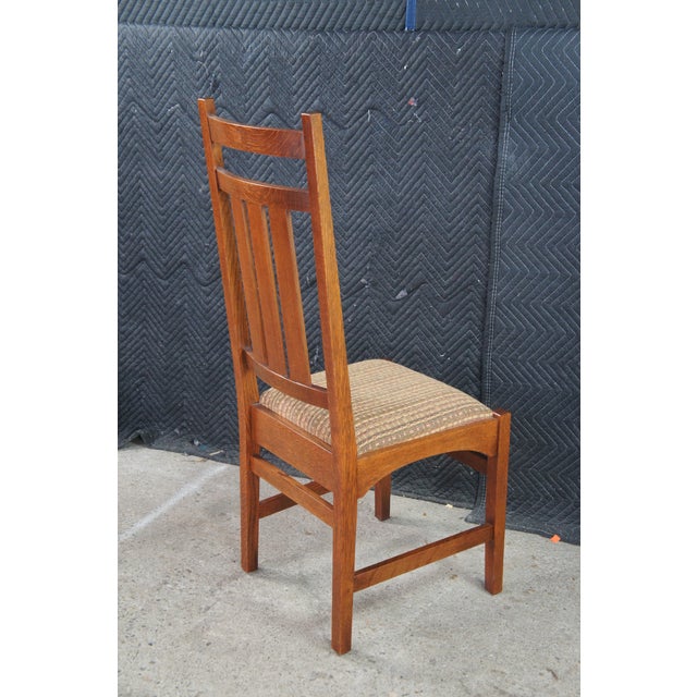 6 Stickley Mission Arts & Crafts Quartersawn Oak Harvey Ellis Dining Chairs For Sale - Image 10 of 15