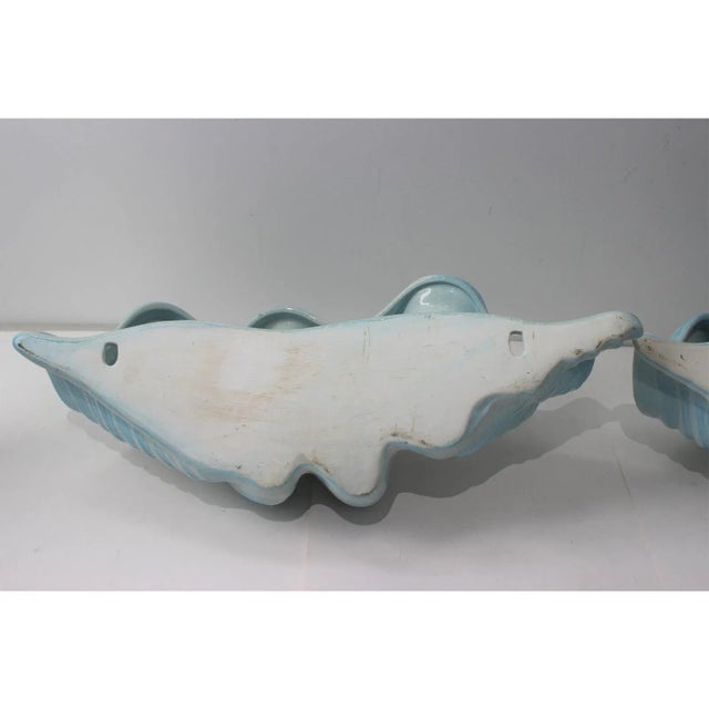 Ceramic Wall Pockets Clam Shell Ceramic - A Pair For Sale - Image 7 of 13