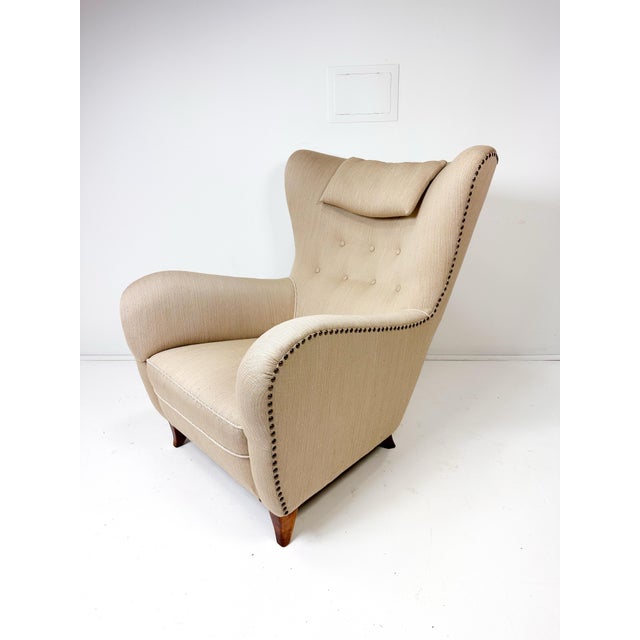 1950's Swedish Lounge Chair by Olle Sjögren made by OH Sjögren. Model #800 Large scale lounge chair with elegant...