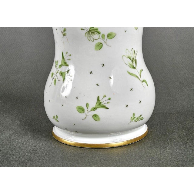 1840s Dresden Signed Hand-Painted Porcelain Vase Beautiful and rare circular vase with two handles, produced in Germany in...