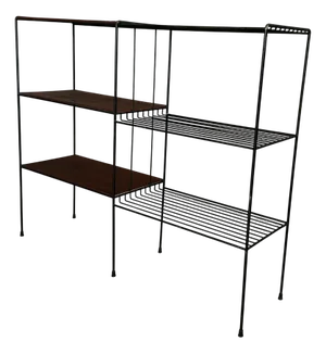 Italian Shelf in Wood and Black Iron