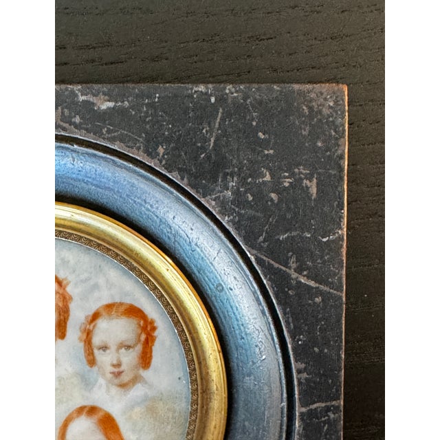 19th Century Miniature Painting of Five Sisters by Vincenzo Castelli. Signed. Italian - 1789-1845 2.75 x 2.25 x 5.25