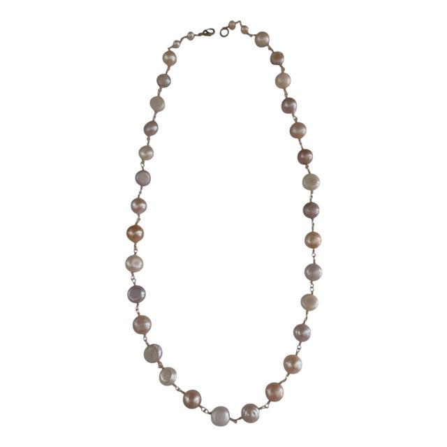 Baroque Pearl Necklace Wire Wrapped Gold Vermeil For Sale
