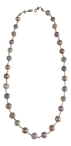 Baroque Pearl Necklace Wire Wrapped Gold Vermeil