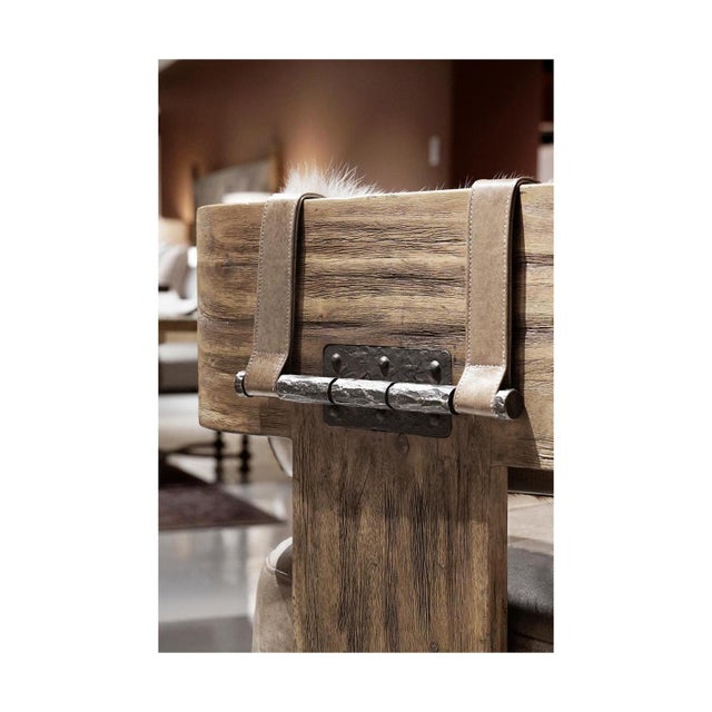 Wood Contemporary Rustic Wood Armchair with Upholstered Seat For Sale - Image 7 of 12