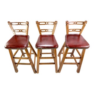 1960s Trio "Viking" Horse Head Barstools Attributed to Romweber For Sale