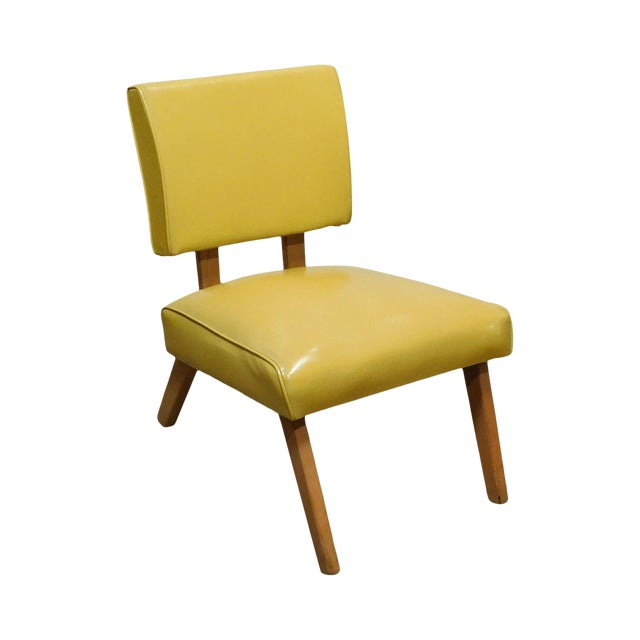 Mid Century Modern 1950 Yellow Vinyl Viking Artline Slipper Chair