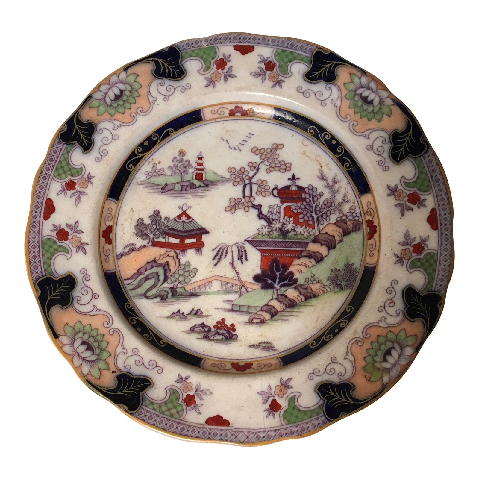 Antique Chinese Polychrome Plate | Chairish