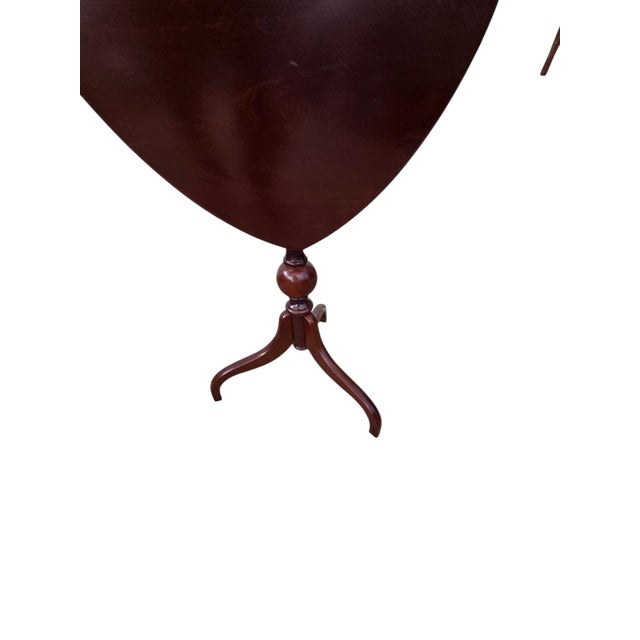 1990s Bombay Company Mahogany Flip Top Side Table Pedestal Stand Queen Ann Heart Shape For Sale - Image 10 of 14