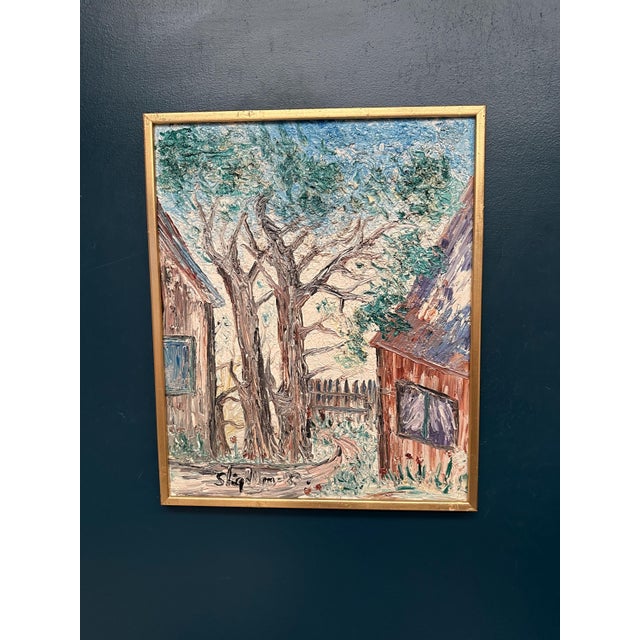 Stig Allan, House on Söderåsen, 1950s, Oil Painting on Canvas, Framed For Sale - Image 8 of 13