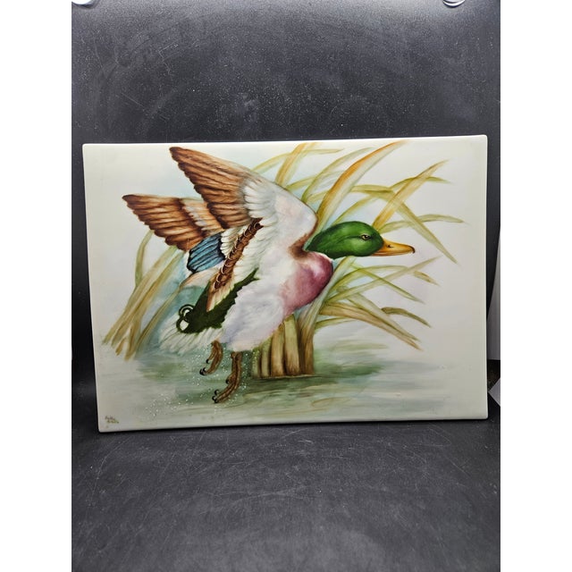 Vintage Mallard Duck Handpainted Scene, 1920's Tile