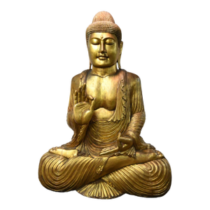 1. Monumental 19th/20th Century Carved Giltwood Buddha Statue – 80 Inches Tall