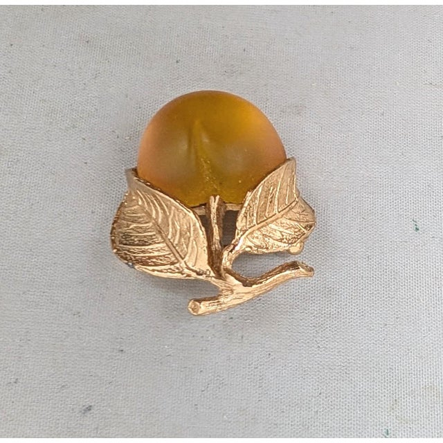 Vintage Signed Napier Goldtone Yellow Peach Brooch For Sale - Image 9 of 9