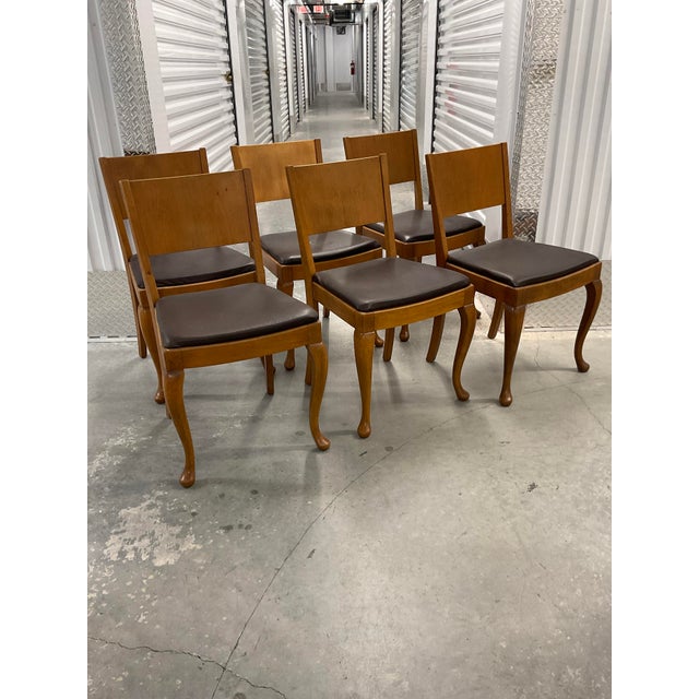 Farstrup Set of 8 Danish Modern Beech Dining Chairs – 1960s – Cabriole Legs For Sale - Image 4 of 18