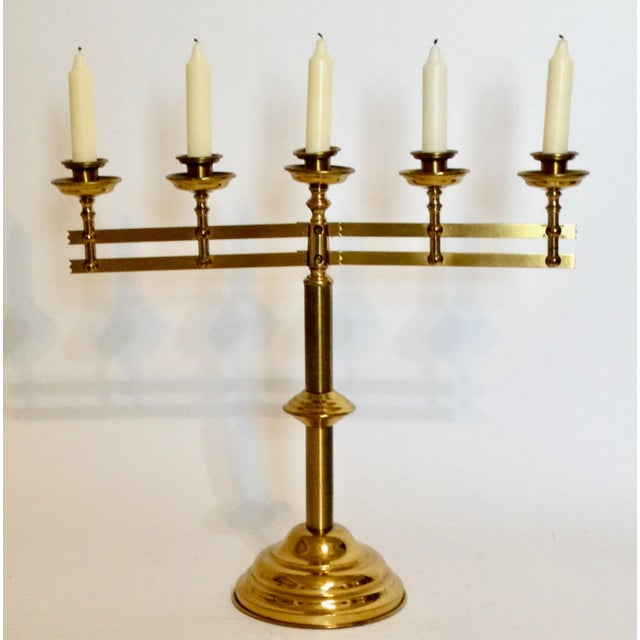 Large Mid 20th Century Articulating Gilt Brass Candelabra For Sale - Image 4 of 12