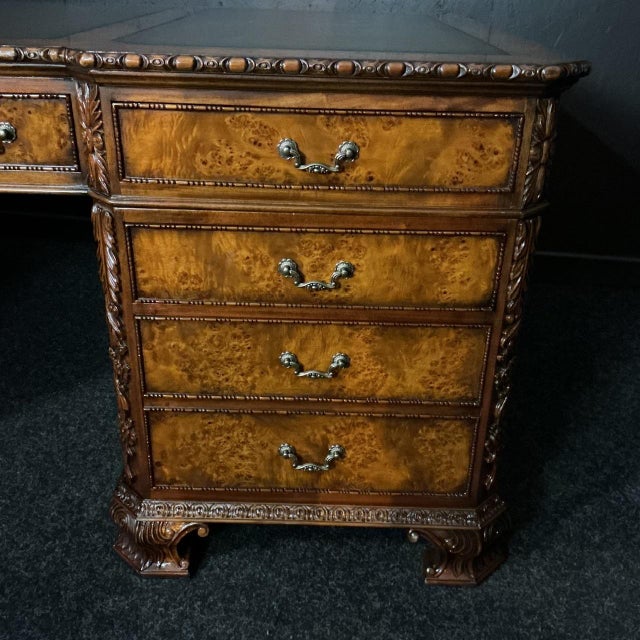 Wood Burr Walnut Partners Desk, 2000s For Sale - Image 7 of 10