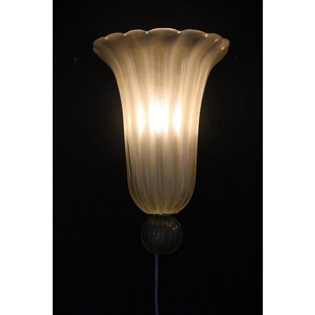 Beige and Gold Murano Glass Wall Sconces, 1950s, Set of 2 For Sale - Image 10 of 12