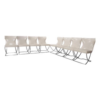Leather Paloma Chairs in Beige and Chrome from Baxter, Set of 8 For Sale