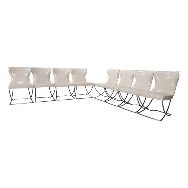 Leather Paloma Chairs in Beige and Chrome from Baxter, Set of 8 For Sale