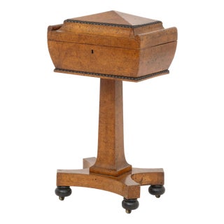 Regency Burl Elm Teapoy, 19th Century For Sale