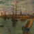 This Framed Signed Zwartmond Harbor Scene Oil on Canvas presents a luminous view of a bustling harbor at dusk, with ships...