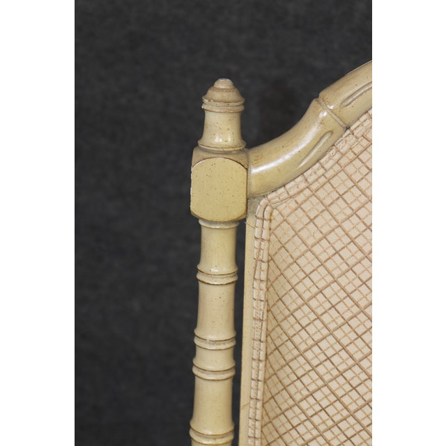 Pair of Painted Faux Bamboo Hollywood Regency French Inspired Armchairs For Sale - Image 12 of 13