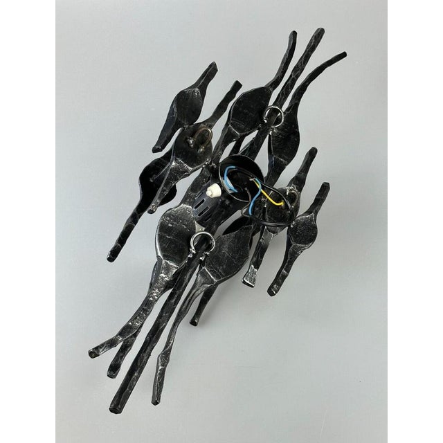 60s 70s brutalist wall lamp wall lamp iron & glass wall sconce design Object: wall lamp Manufacturer: Condition: good Age:...