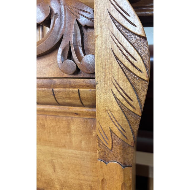 Antique Full Size Victorian Eastlake Carved Floral Acanthus Scrollwork Bed For Sale - Image 10 of 13