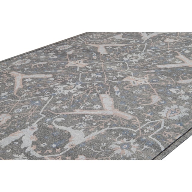 Modern 2010s Modern Soumak Rug Oversize Handmade Wool With Allover Gray Design For Sale - Image 3 of 8
