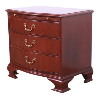 Baker Furniture Georgian Mahogany Bow Front Bedside Chest For Sale