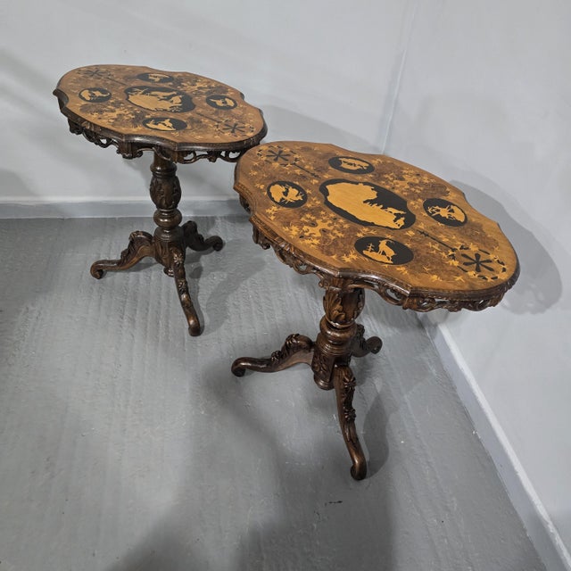 Black Forest Inlaid Lamp Tables, 1880, Set of 2 For Sale - Image 12 of 13