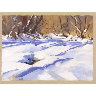 001 - Plein Air- Lair o the Bear, CO, 1/2/22 by Judd Mercer | Gouache Snowy landscape with trees. For Sale