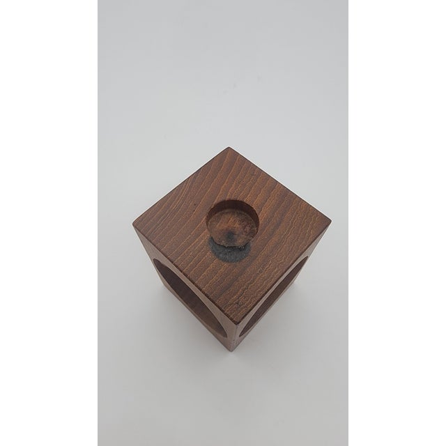 Mid 20th Century 1960s Vintage Scandinavian Teak Candle Holder with Sculptural Design For Sale - Image 5 of 8