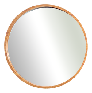 Large Mid-Century Round Pine Mirror, Denmark, 1960s