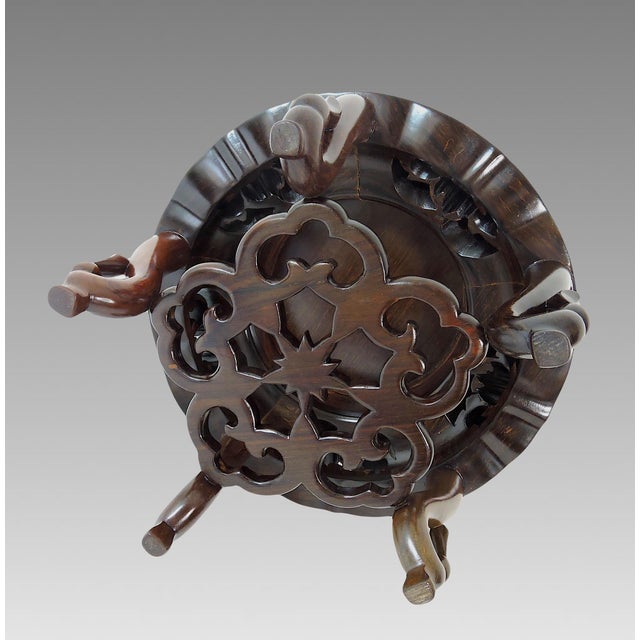 1980s 1980's Chinese Solid Rosewood Hand Carved & Pierced Display Stand or Pedestal, Shanghai For Sale - Image 5 of 11