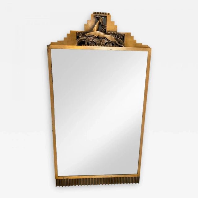 Bronze Early 20th Century Jules Bouy Art Deco Bronze Gazelle Skyscraper Mirror For Sale - Image 8 of 8
